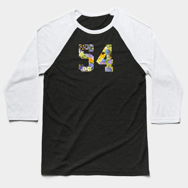 Floral Number 54 Baseball T-Shirt by Eric Okore